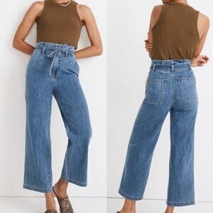 Madewell Paperbag Wide Leg Crop Jeans 27 Bygrove Wash